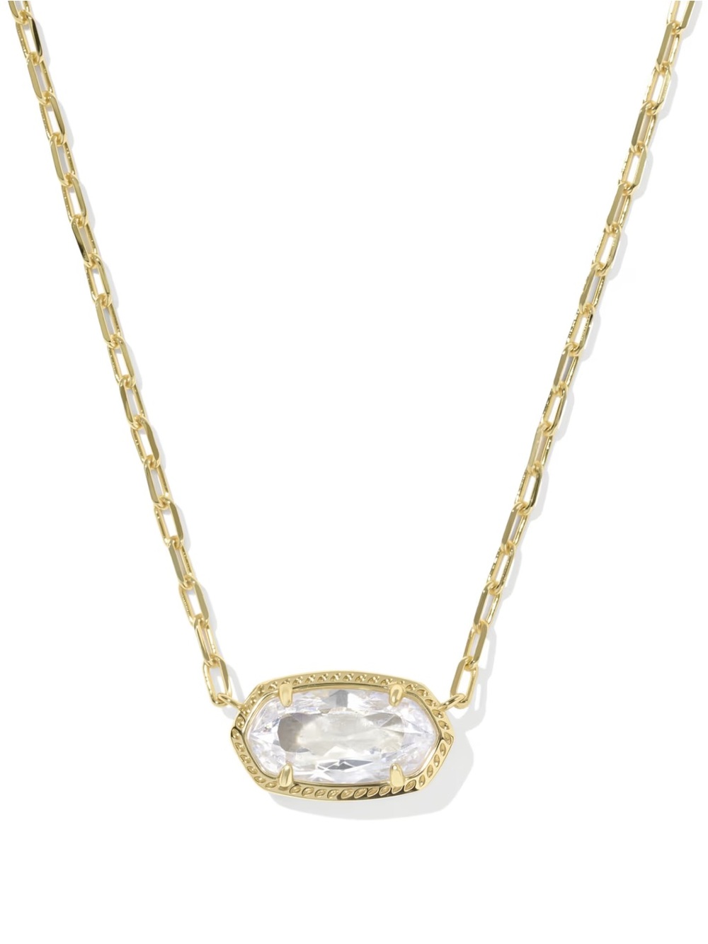 Gold Crystal Pendant Necklace - Clear Stone